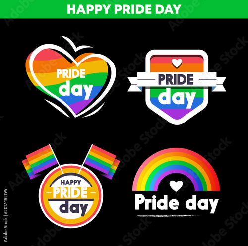 Rainbow banner vector set for pride celebration theme