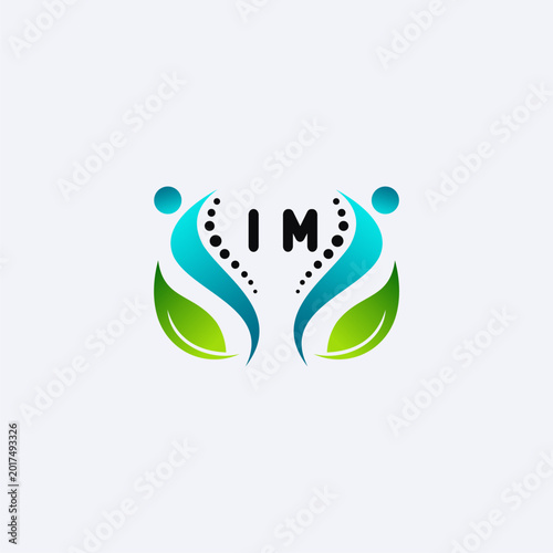 IM initials modern and minimalist abstract logo with human and leaf elements