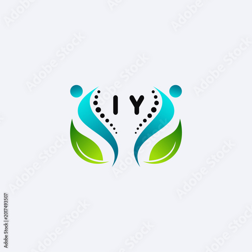 IY initials modern and minimalist abstract logo with human and leaf elements