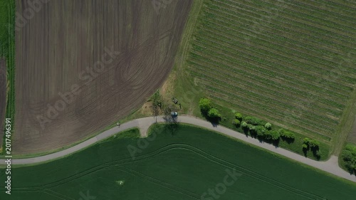 Aerial drone view of agriculture landscape in Moravia