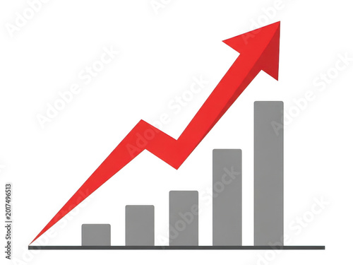 Free Download Red upward growth bar chart with increasing trend - GFXLoad