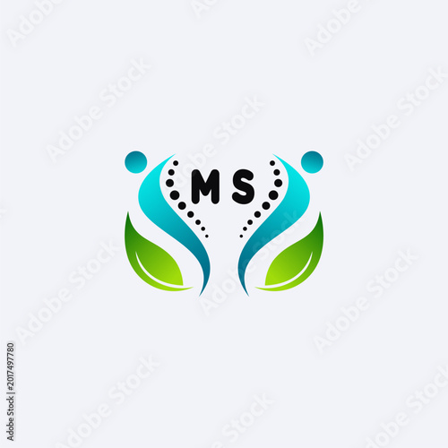 MS initials modern and minimalist abstract logo with human and leaf elements