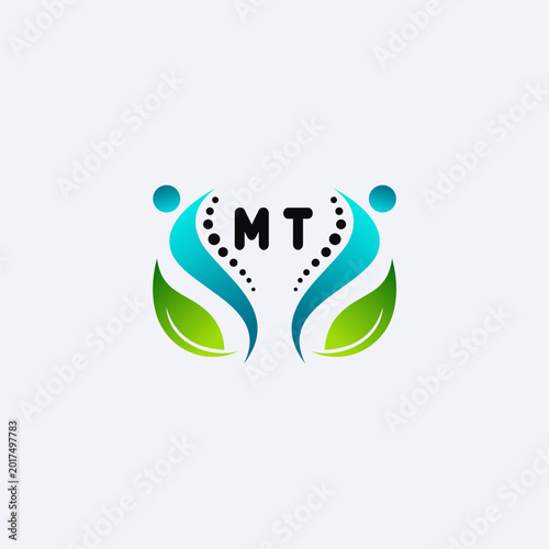 MT initials modern and minimalist abstract logo with human and leaf elements