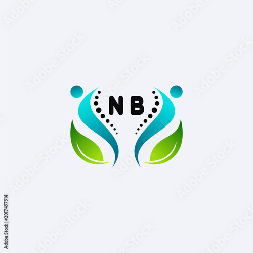 NB initials modern and minimalist abstract logo with human and leaf elements
