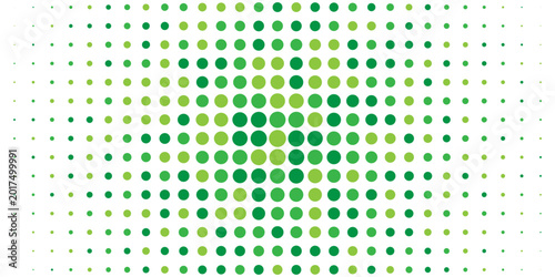 Fresh green radial pattern background. Abstract spring dotted concentric circles wallpaper. Circular halftone dots comic texture backdrop. Vector spring cartoon pop art overlay for poster, banner