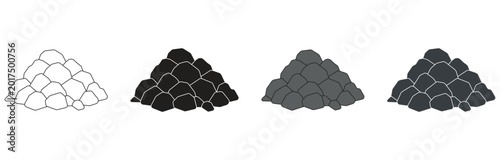 Fotografía Coal heaps of coal icon set, Outline Vector illustration.