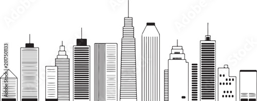 Photos skyline urban outline vector of downtown towers and rooflines