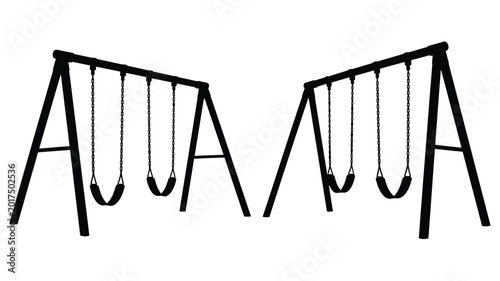 Swing set with three swings black silhouette