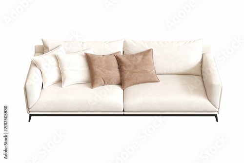 Konstfotografi sofa isolated on white background, interior furniture, 3D illustration, cg rende