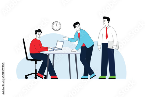 Businessman having meeting in the office Vector illustration