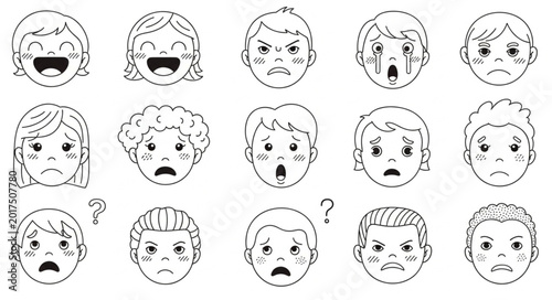 Canvas Print Various Cartoon Facial Expressions.