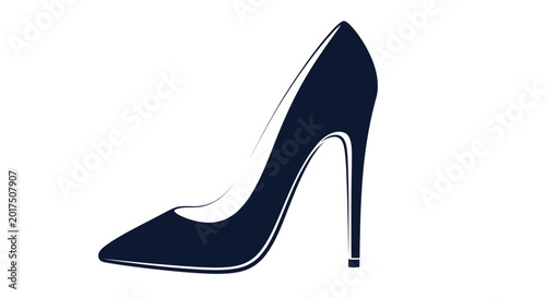 Konstfotografi Elegant Navy Blue Stiletto Heel Shoe Silhouette, Fashion Footwear Icon