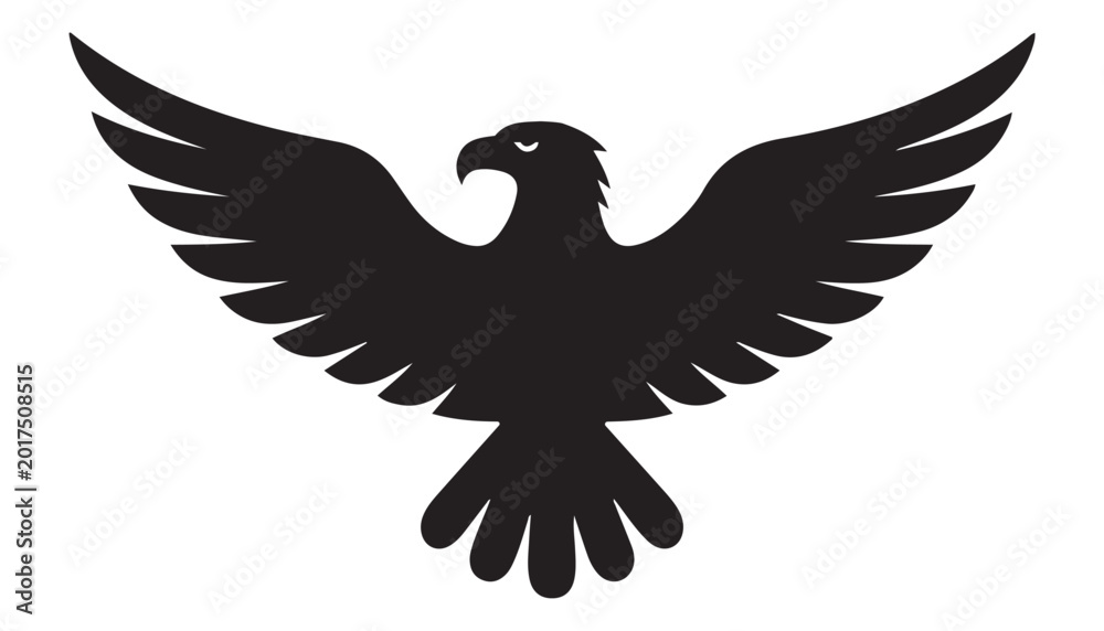 Fototapeta premium Silhouette of an eagle with outstretched wings silhouette predator strength wildlife heraldry majestic graceful illustration minimalist