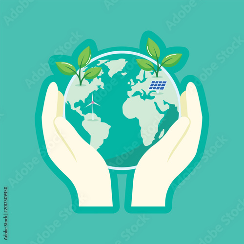 Green Sustainability Globe Vector Template