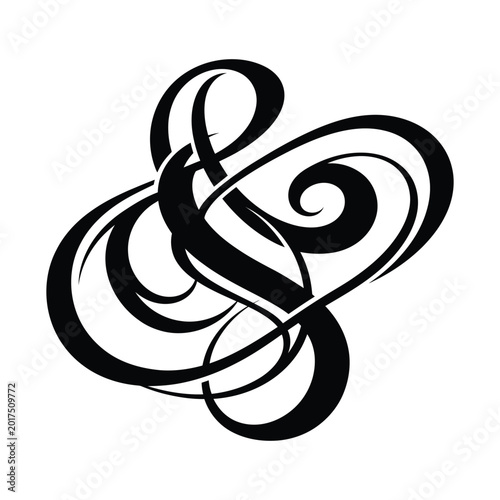 Cuadro en lienzo Stylized ampersand symbol with elegant calligraphic swirls and decorative loops