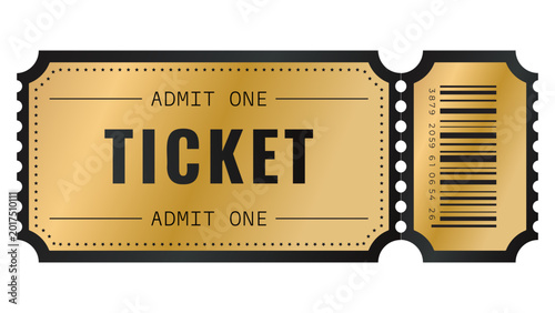 Foto luxury admit one ticket template golden and black colors