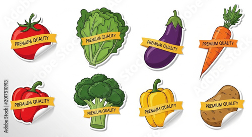 Schilderij op canvas Vegetable icons with labels.