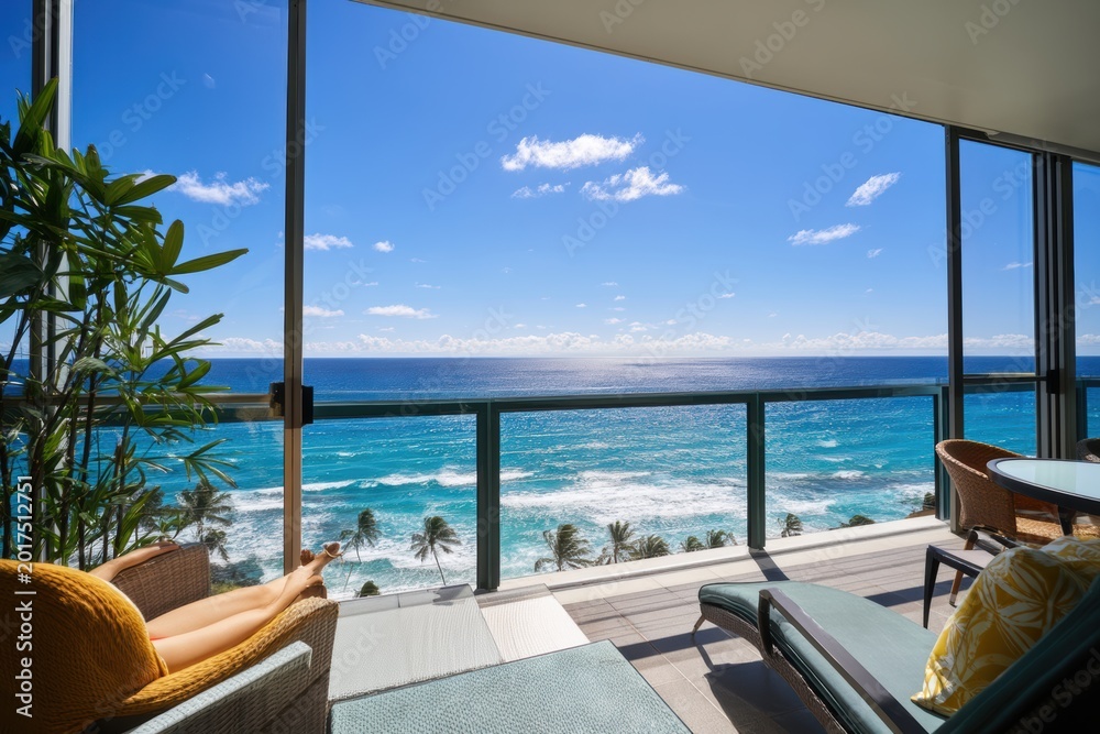 Fototapeta premium Minimalist Ocean View with Quiet Mind