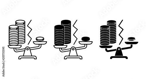 Bild auf Leinwand Balance Scales with Coins, Financial Comparison, Investment Weighing, Economic E