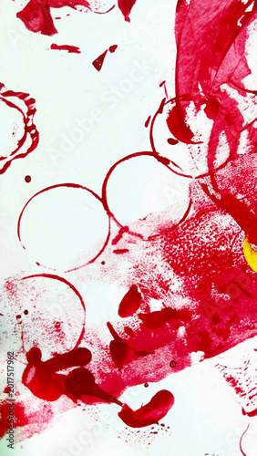 Red ink abstract texture on white background
