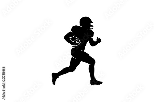 silhouette of a American football player  on transparent background 