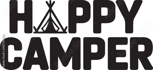 Happy Camper Typography Camping Vector Design