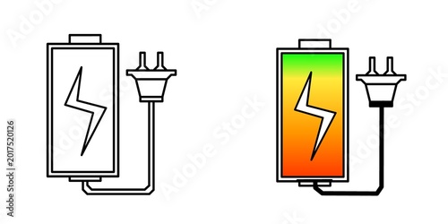Battery Charging Icon set Vector Illustration with Electric Plug Symbol