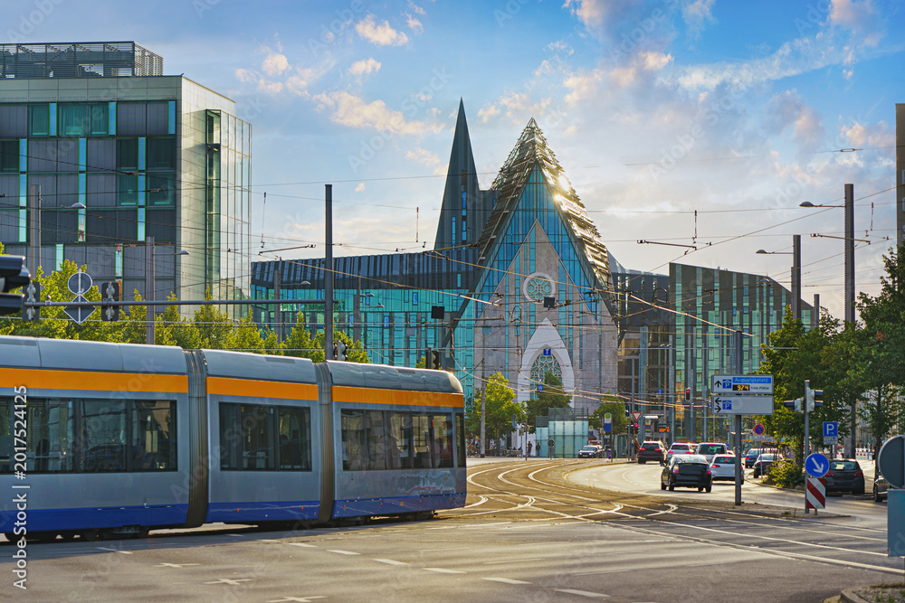 Fototapeta premium City of Leipzig - Germany. A panorama at sunset.