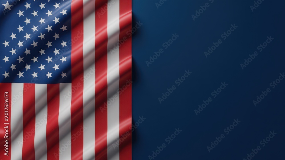 Fototapeta premium American flag waving in windy outdoor setting