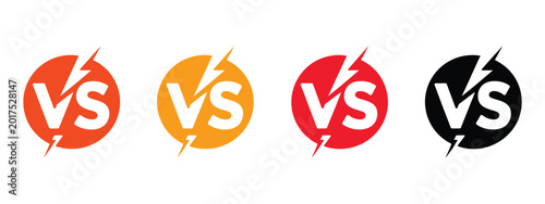 Tableau sur toile Versus logo vector collection featuring lightning bolt symbols for competitive m