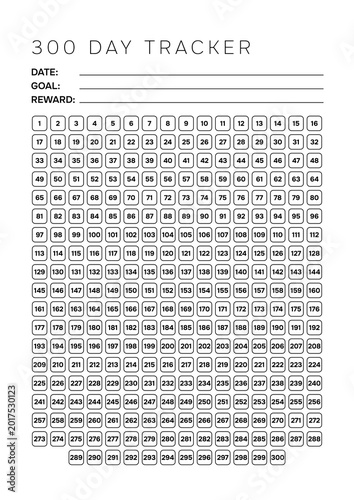 Modern 300 Day Challenge Tracker Template A4 Minimalist Habit Builder for Business Performance and Personal Growth