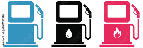 Cuadro en lienzo Gas pump and fuel station icon set including dispenser machine, petrol nozzle, o