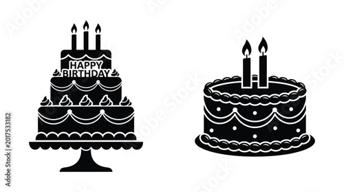 birthday cake silhouette high quality professional detailed modern elegant stylish clean crisp vibrant
