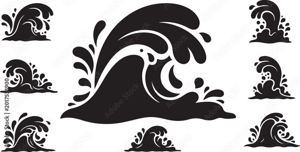 Fototapeta premium Wave graphics in black and white colors