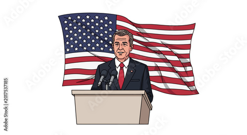 Foto Politician Speaking at a Podium.