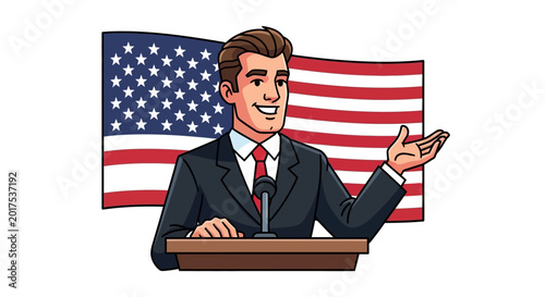 Fotografi Businessman Speaking at a Podium.