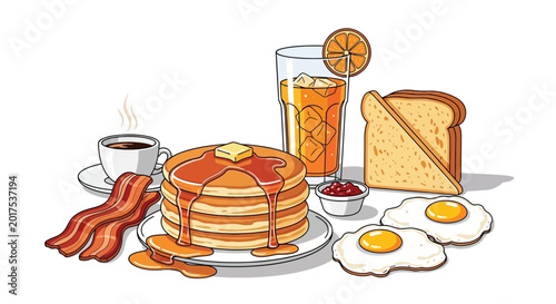 Bild auf Leinwand Breakfast food pancakes with syrup.