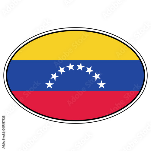 Free Download Oval Venezuela flag sticker emblem with stars, patriotic national symbol - GFXLoad