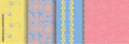 Soft pastel seamless patterns for textile, wallpaper and digital backgrounds