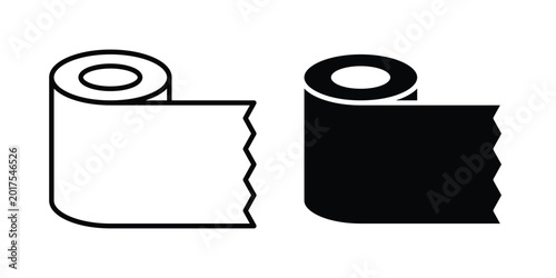 Fotografi Toilet paper roll icon design. Black outline pictogram