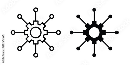 Konstfotografi Useful functions icon design. Black outline pictogram