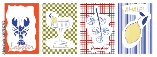 Set Summer travel posters for the Amalfi Coast.