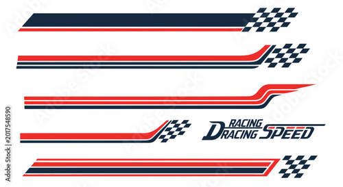 Tableau sur toile Racing Stripes Set: Speed, Chequered Flag Graphics, Sport Decals