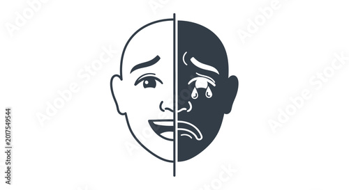 Bipolar Mood Concept with Split Face Icon