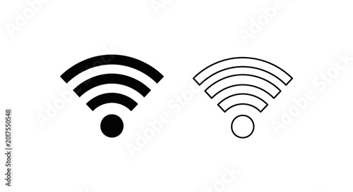 Tableau sur toile Wifi signal icon set black and white outline style silhouette high quality profe