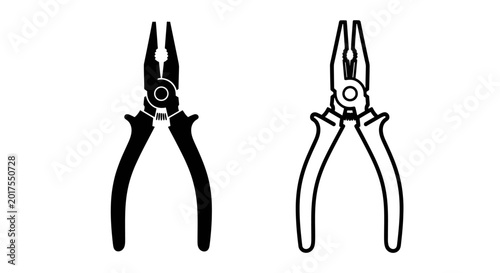 Fotografie Pliers tool in black and white isolated silhouette high quality professional det