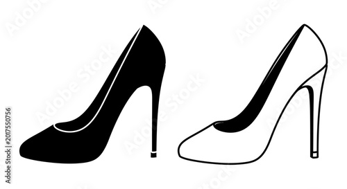 Foto High heel shoes in black and white elegant footwear silhouette high quality prof