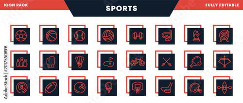 Photography Sports Equipment and Fitness Gear Icon Pack for website, application and ui inte