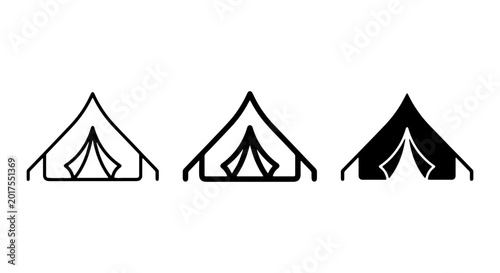 Photos Camping Tent Icons, Outdoor Shelter Symbols, Adventure Gear Vector Graphics