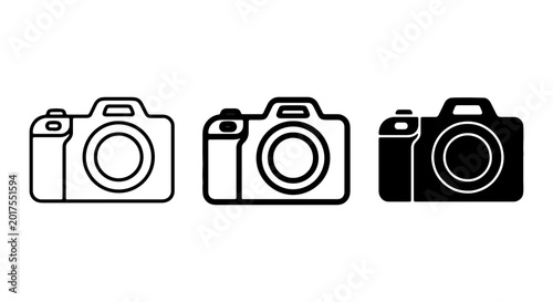Cuadro en lienzo Camera Icons: DSLR, Mirrorless, and Vintage Photography Symbols, Vector Set
